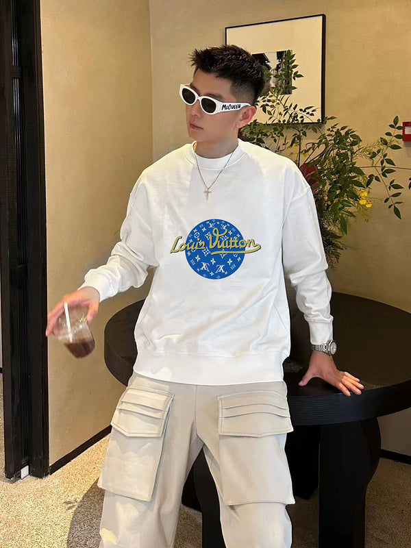 Full styled look of Louis Vuitton luxury clothing with streetwear-inspired cut