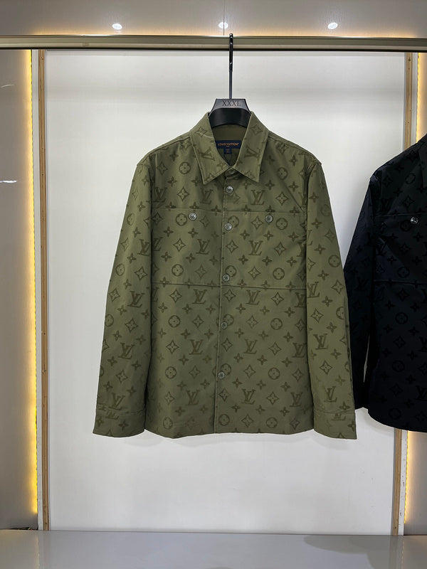 Side profile of Louis Vuitton luxury clothing with runway-inspired design
