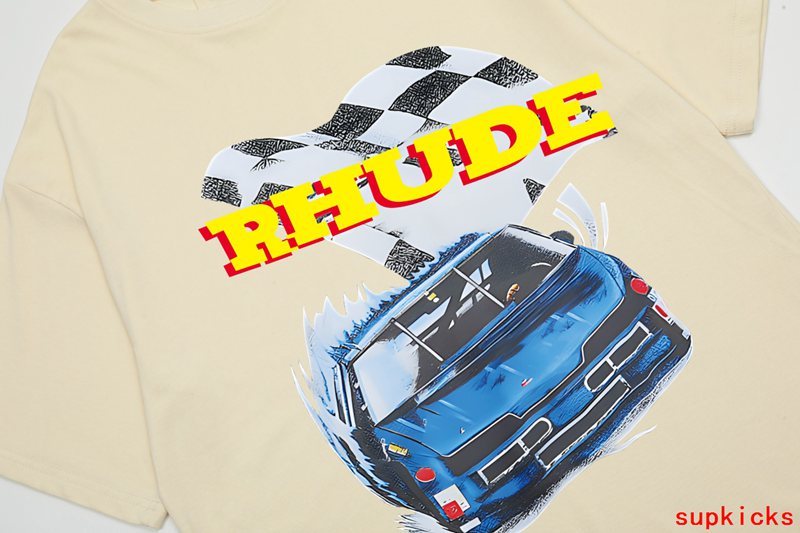 Back view of Rhude luxury clothing with contemporary cut