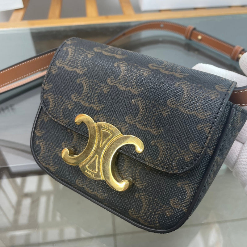 Side profile of sleek structured women's handbag – women's luxury handbag