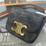 Side profile of sleek structured women's handbag – women's luxury handbag