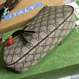 Side view of understated structured handbag