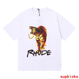 Side profile of Rhude luxury clothing with everyday silhouette