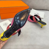 Hermès Black Bow-Detail Flats - Angled View
