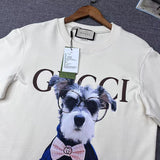 Front view of Gucci luxury clothing with signature branding