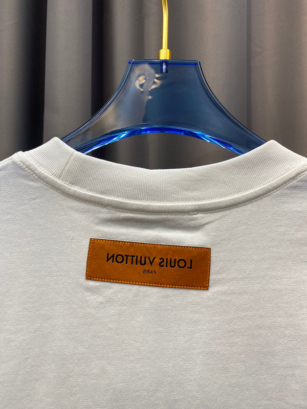 Close-up detail shot of Louis Vuitton cotton t-shirt with tailored silhouette
