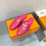 Hermès White Block Heel Sandals - Full Silhouette View