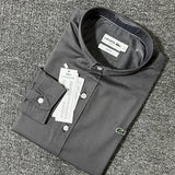 Side profile of Lacoste luxury clothing with logo-detail design