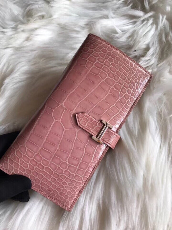 Side view of sleek structured handbag
