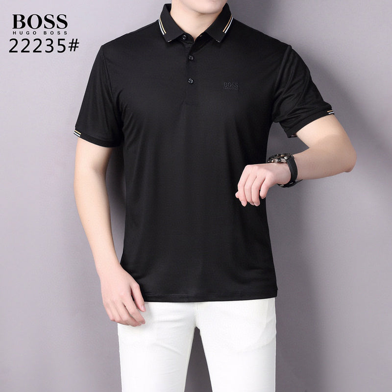 Flat lay presentation of Polo cotton polo shirt with logo-detail design