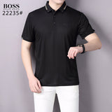 Flat lay presentation of Polo cotton polo shirt with logo-detail design