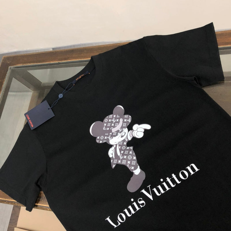 Close-up detail shot of Louis Vuitton cotton t-shirt with streetwear-inspired cut