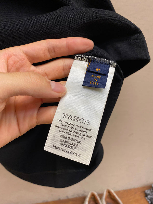 Side profile of Louis Vuitton cotton t-shirt with signature branding