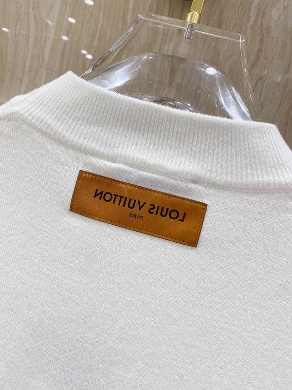Front view of Louis Vuitton luxury clothing with streetwear-inspired cut