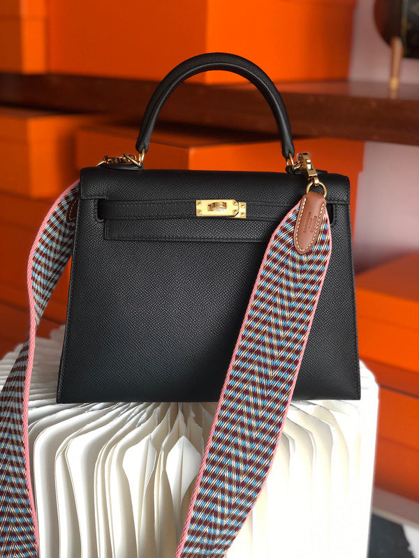 Side view of curated structured handbag