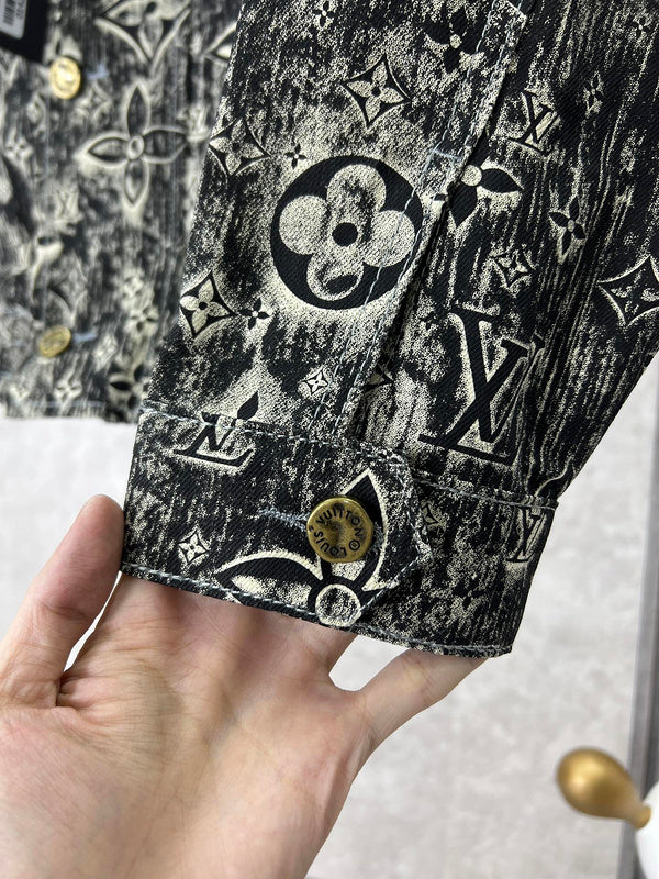Front view of Louis Vuitton luxury clothing with runway-inspired design
