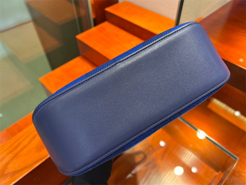 Side view of polished structured handbag
