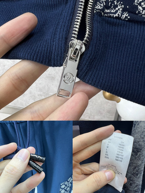 Flat lay presentation of Louis Vuitton luxury clothing with runway-inspired design