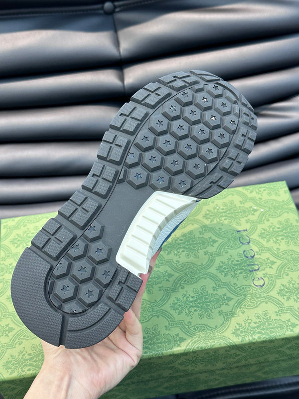 Gucci two-tone luxury sneakers view 4 breathable knit upper