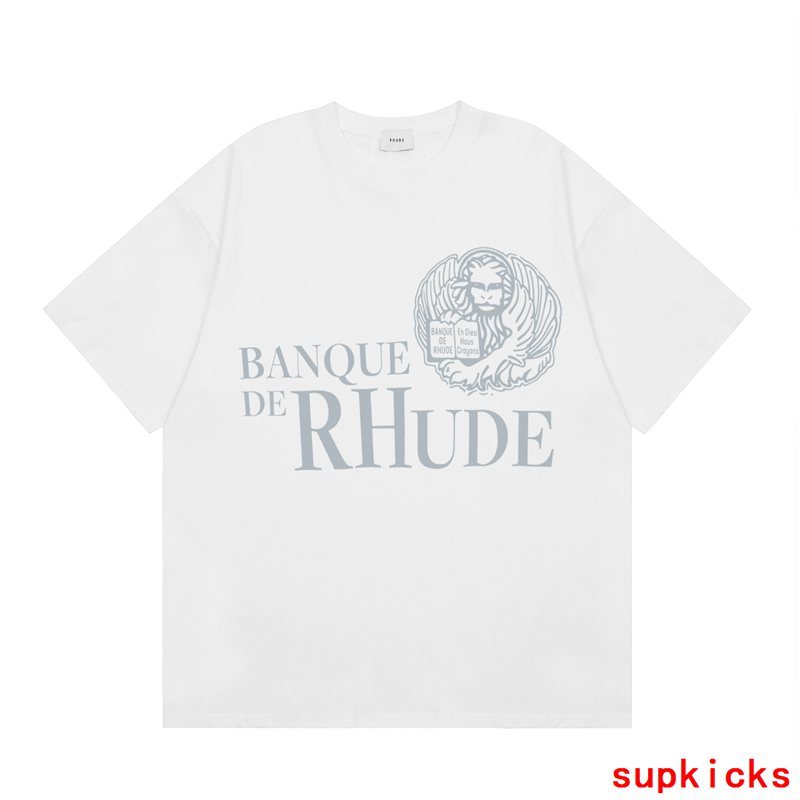 Front view of Rhude luxury clothing with logo-detail design