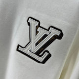 Front view of Louis Vuitton luxury clothing with logo-detail design