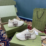 Gucci neutral cream luxury sneakers view 7 breathable knit upper