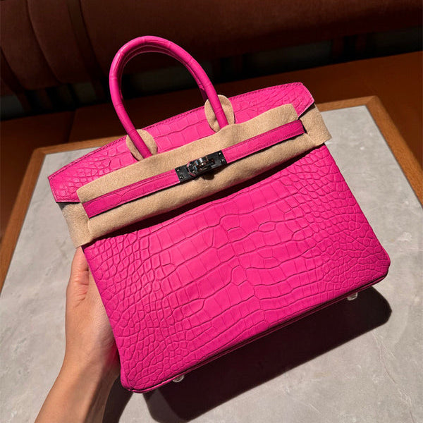 Side view of balanced structured handbag