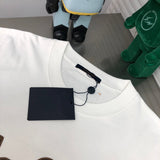 Close-up detail shot of Louis Vuitton cotton t-shirt with monogram-inspired silhouette