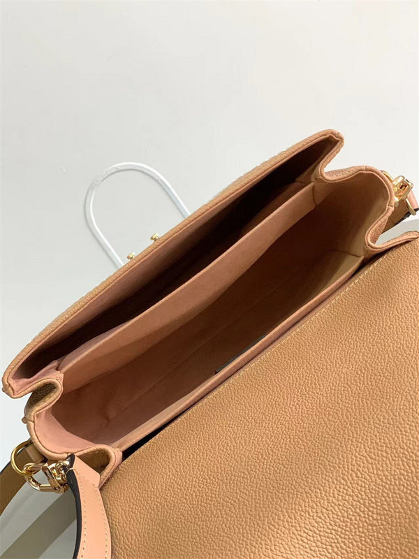  Polished satchel carried on shoulder