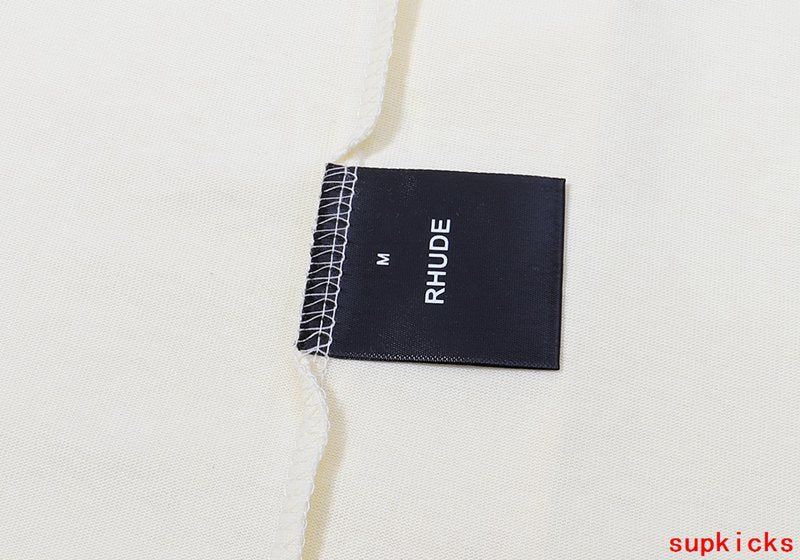 Front view of Rhude luxury clothing with contemporary cut