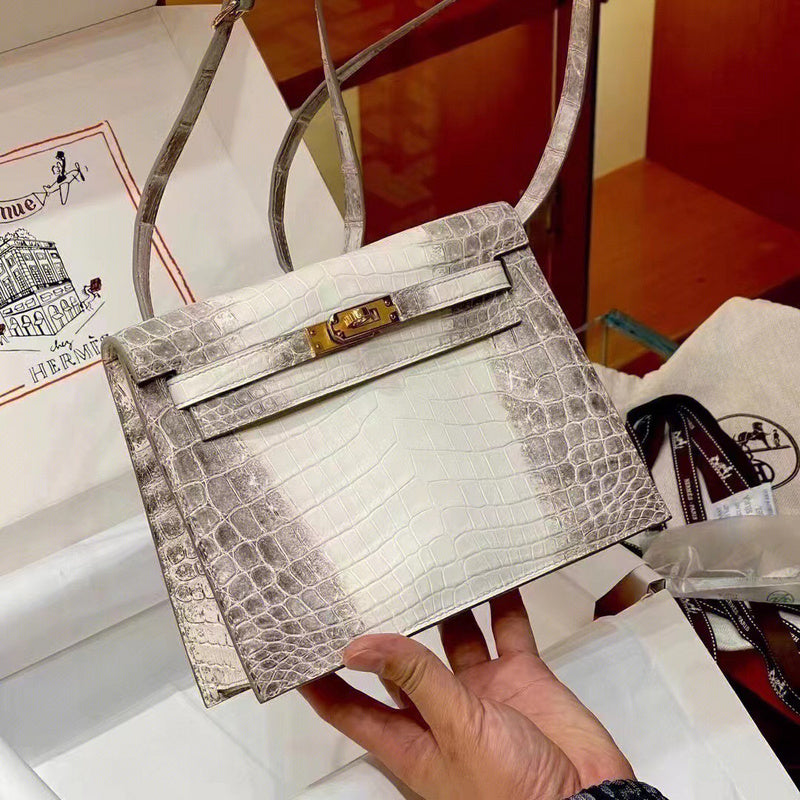 Side view of curated structured handbag