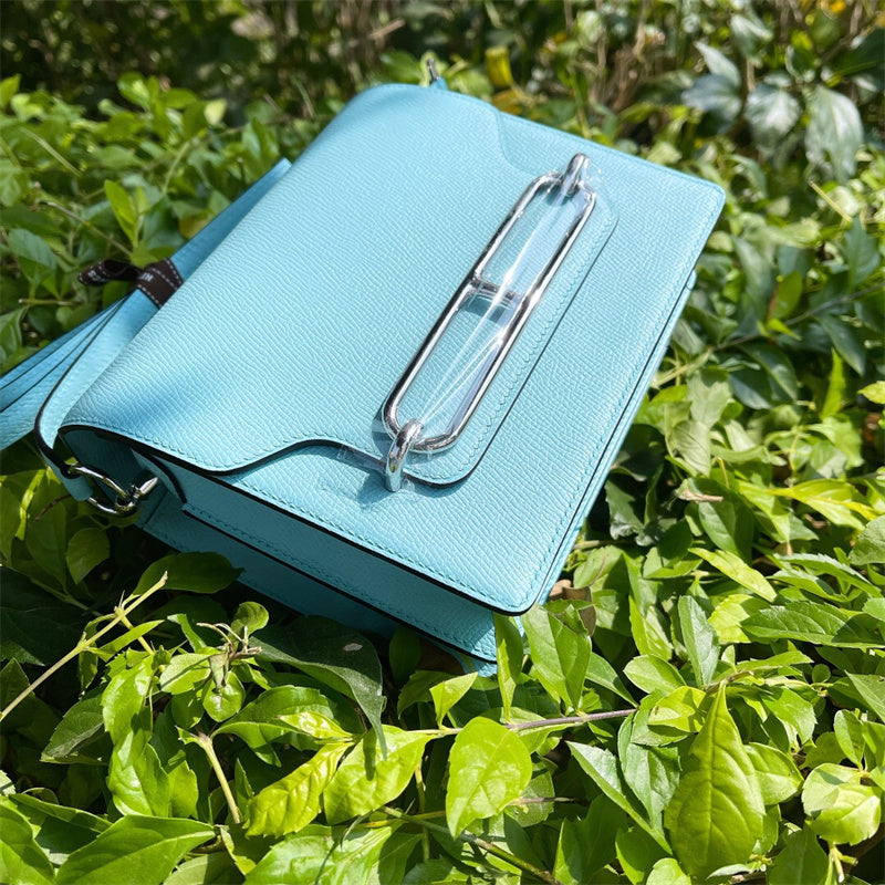 Poised bag shown from front angle
