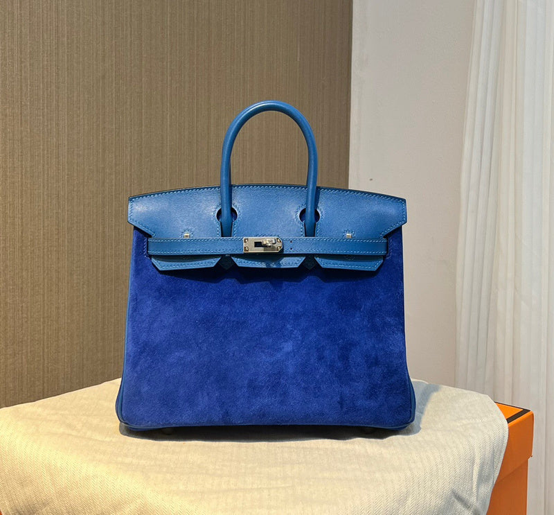 Side view of classic structured handbag
