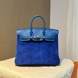 Side view of classic structured handbag