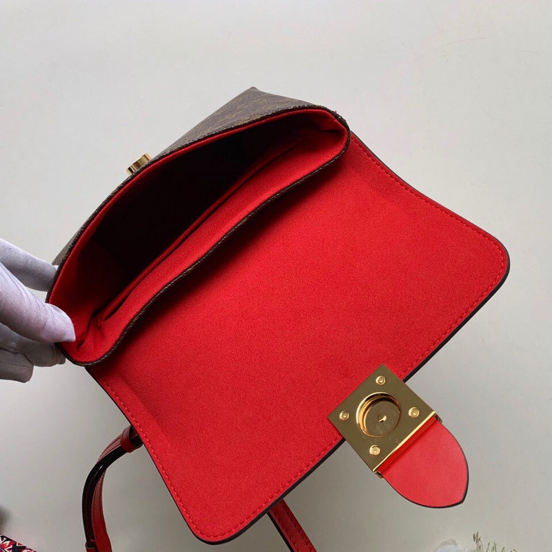 Interior view of structured signature women's handbag – women's designer-style accessory