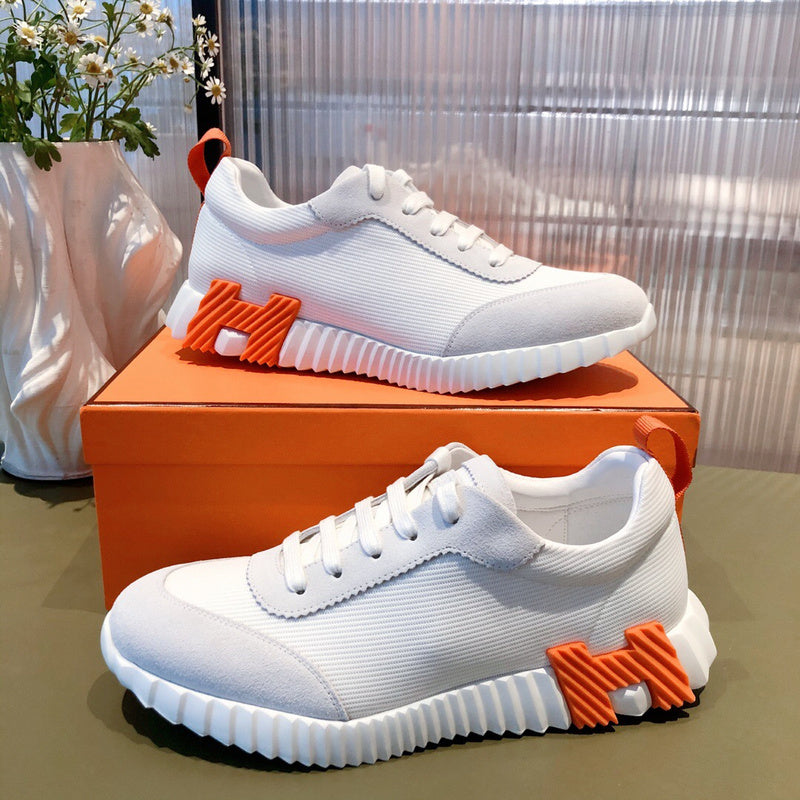 Hermès White High-Top Sneakers - Heel Detail View