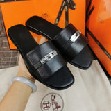 Hermès Burgundy Flat Thong Sandals - Full Silhouette View