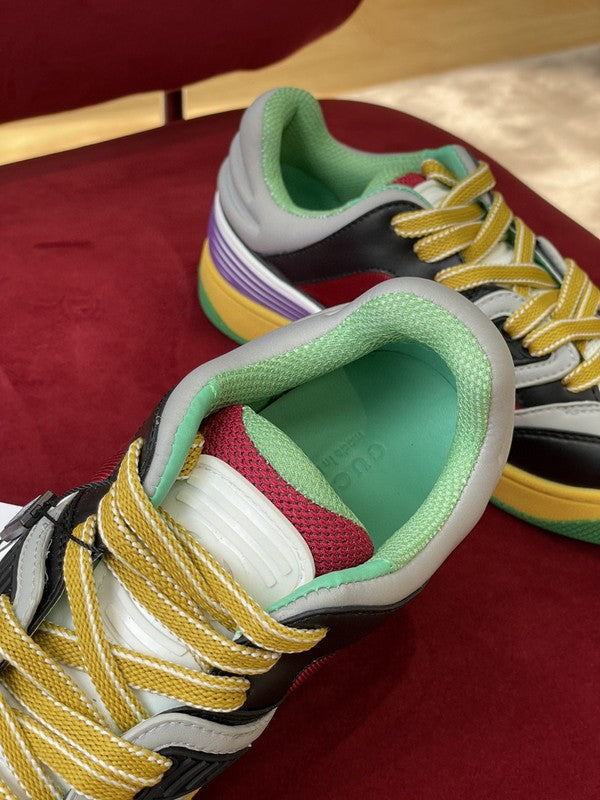 Gucci two-tone luxury sneakers view 4 signature lace-up style