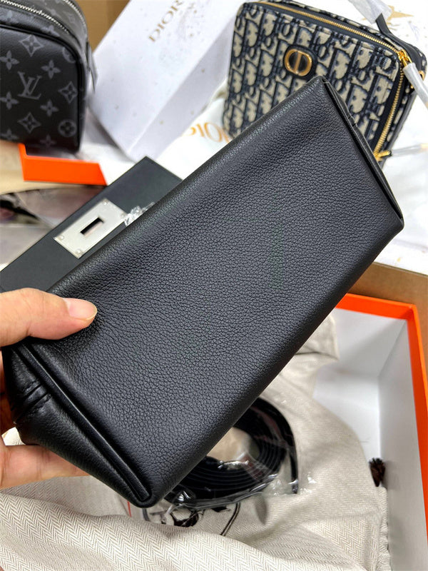 Side view of curated structured handbag