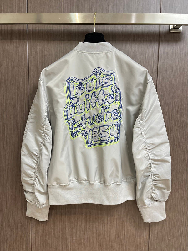 Side profile of Louis Vuitton luxury clothing with label-forward styling