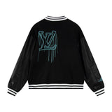 Close-up detail shot of Louis Vuitton luxury clothing with signature branding