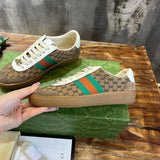 Gucci neutral cream luxury sneakers view 6 breathable knit upper
