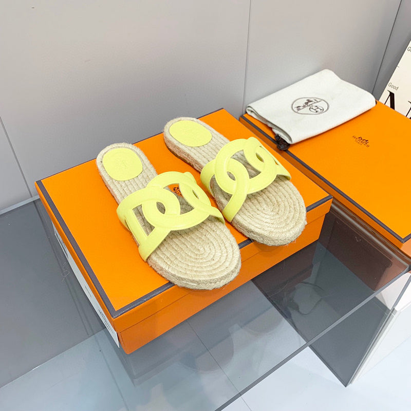 Hermès Grey Crisscross Strap Sandals - Side Profile View