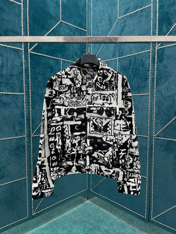 Front view of Louis Vuitton luxury clothing with runway-inspired design