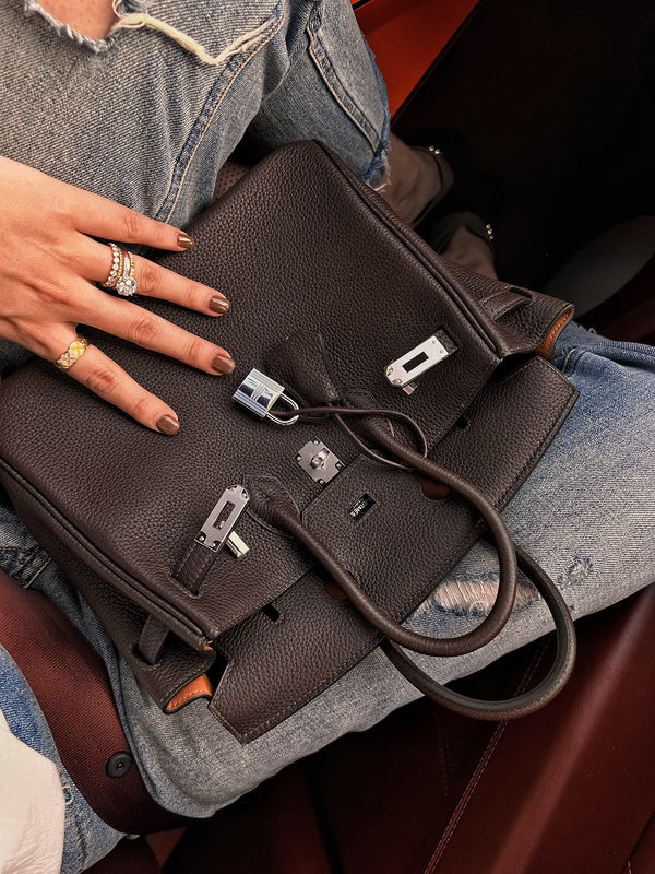 Side view of chic structured handbag