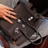 Side view of chic structured handbag