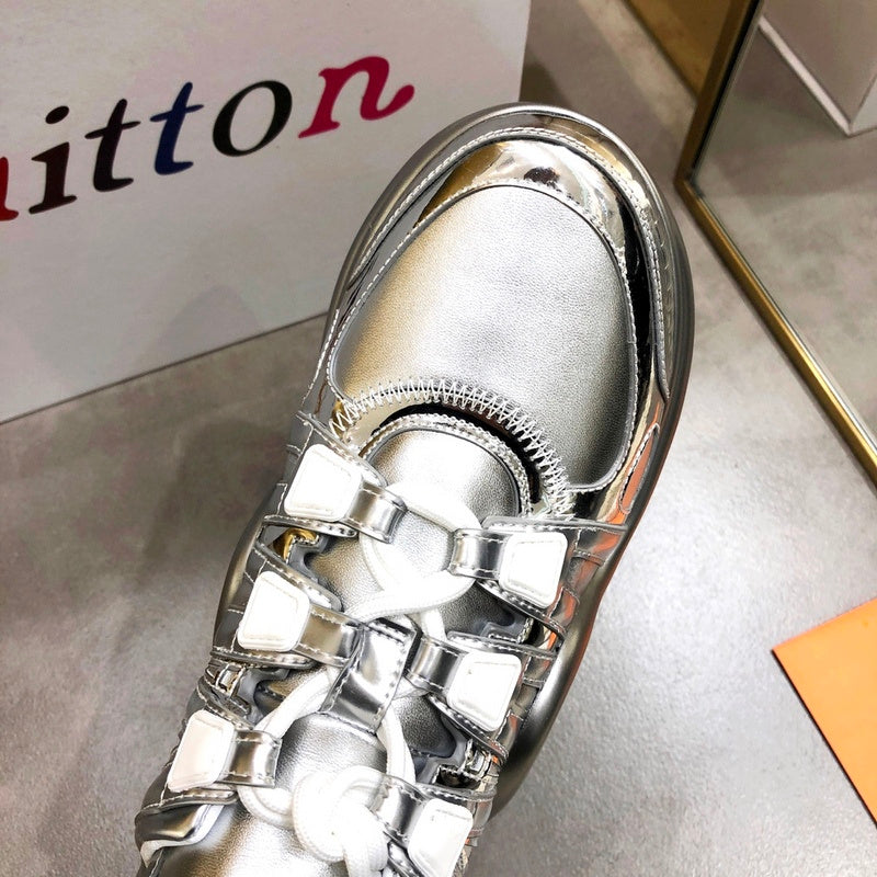 Louis Vuitton White Combat Boots - Side Profile View