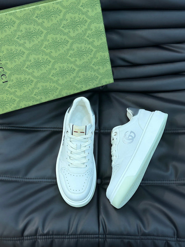 Gucci soft grey luxury sneakers view 9 chunky sole construction