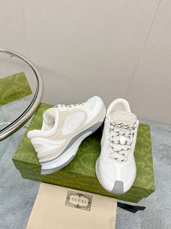 Gucci muted earth tones luxury sneakers view 8 retro runner design