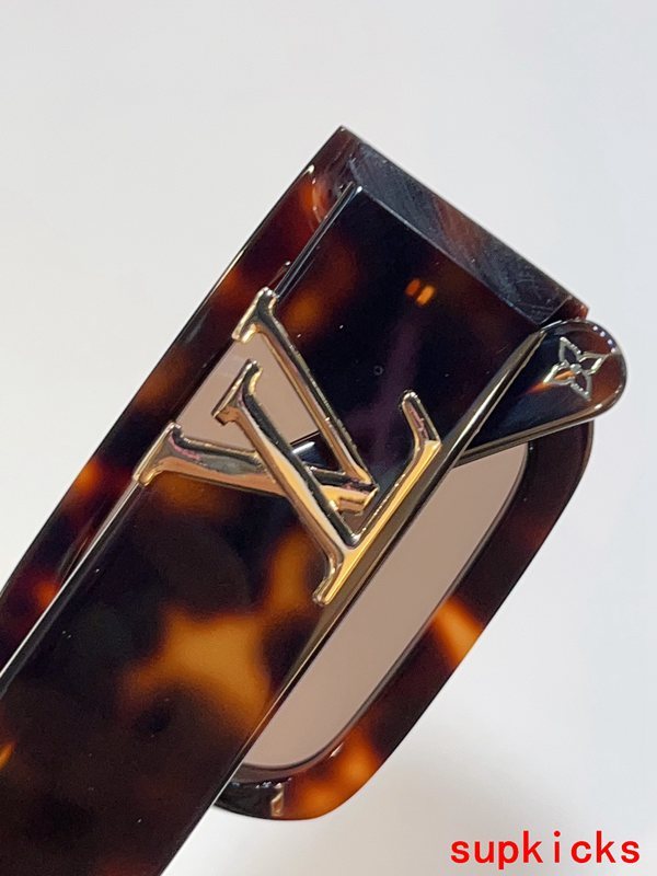 Close-up detail view of Louis Vuitton unisex sunglasses